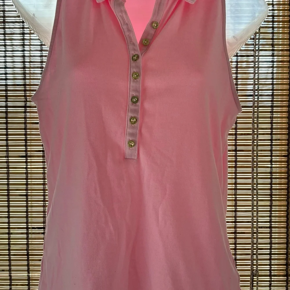 Lilly Pulitzer Reema Sleeveless Top Peony Pink Golf Athletic Polo size M - Picture 2 of 12